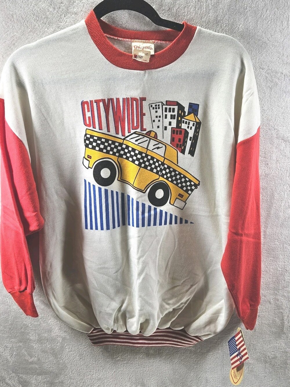 NOS VTG Spaulding Shirt Kids Boys Large Graphic Car Taxi Citywide 80s NWT